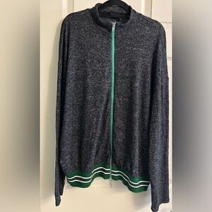 Out From Under by Urban Outfitters Zip Up Charcoal Grey Varsity Jacket Sweater